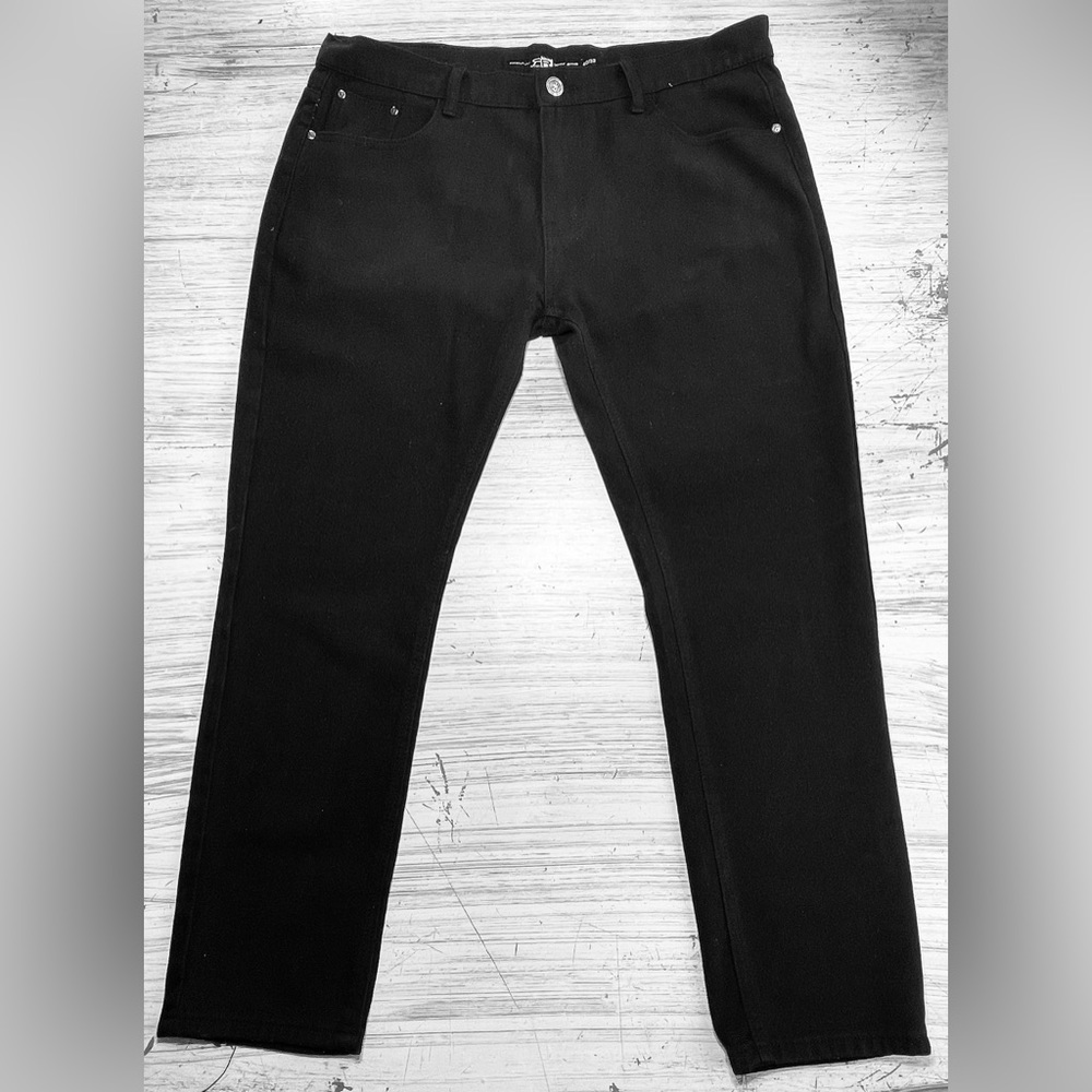 Premium denim black straight leg jeans
